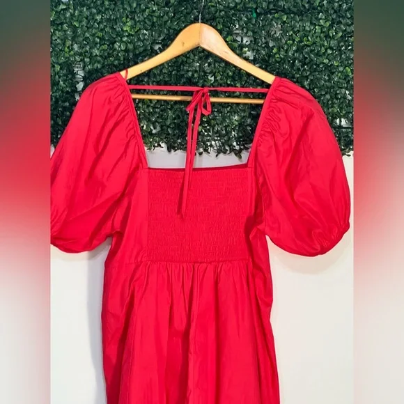 Draper James Ladies Red Puff Sleeve Dress Size Large NWT - Picture 4 of 10